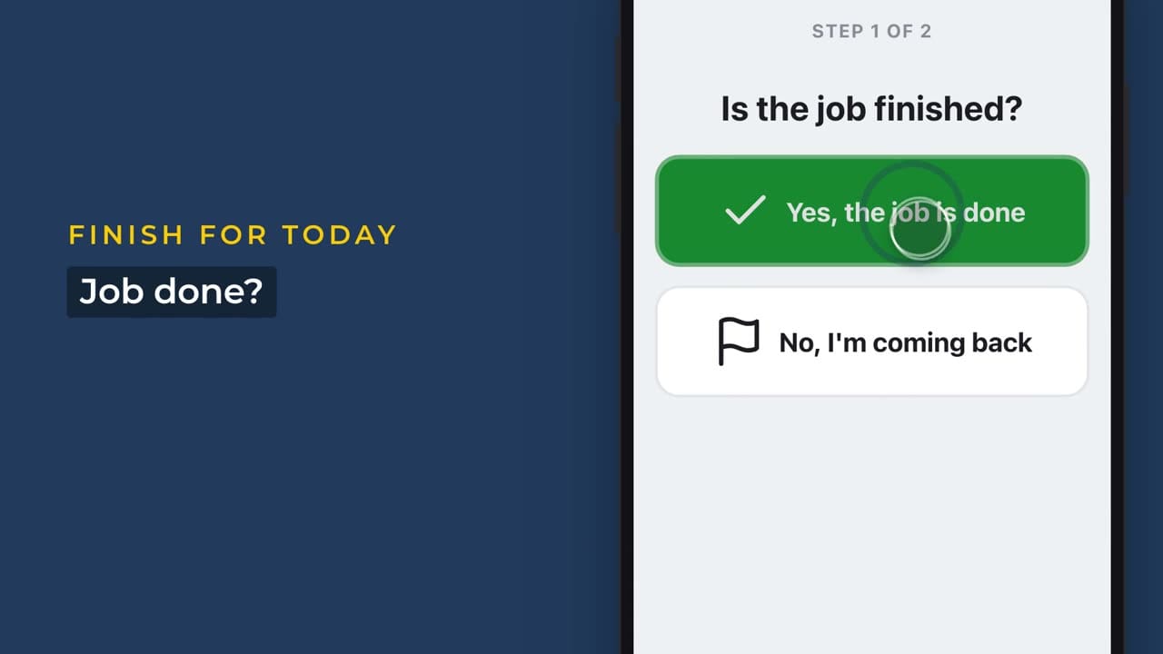 Finish screen asking whether the job is finished