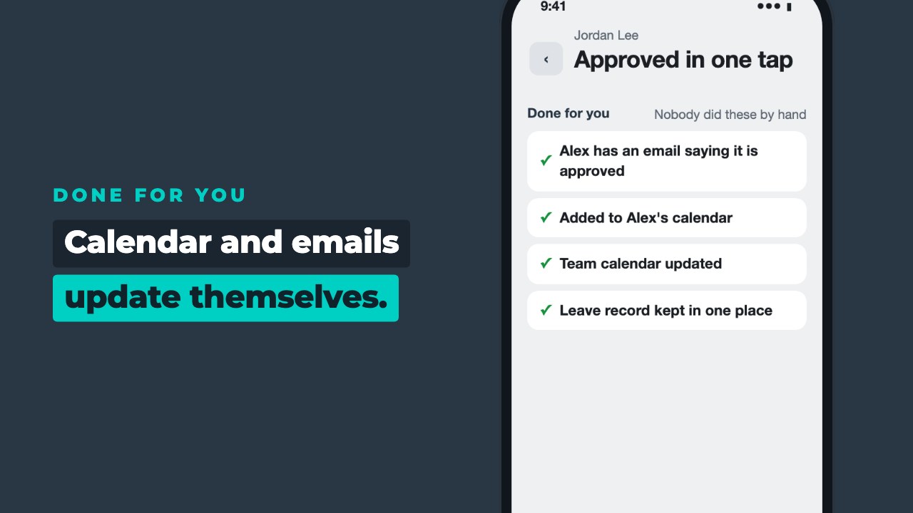 List of what was done: email sent, calendar entry added, team calendar updated